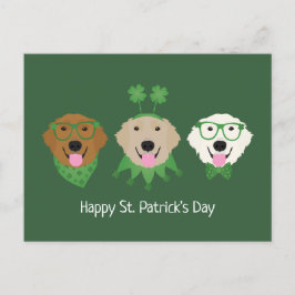 ハッピーSt patricks dayゴールデンレトリエバードッグス ポストカード