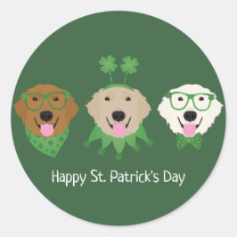 ハッピーSt patricks dayゴールデンレトリエバードッグス ラウンドシール