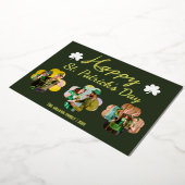 ハッピーSt patricks dayシャムロックス家族の写真フォイル 箔シーズンカード (回転した状態)