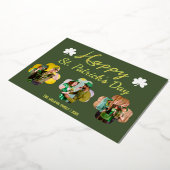 ハッピーSt patricks dayシャムロックス家族の写真フォイル 箔シーズンカード (回転した状態)