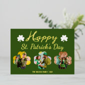 ハッピーSt patricks dayシャムロックス家族の写真フォイル 箔シーズンカード (立ち正面)