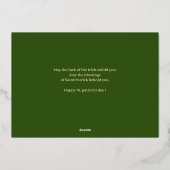 ハッピーSt patricks dayシャムロックス家族の写真フォイル 箔シーズンカード (裏面)