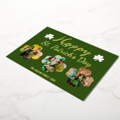 ハッピーSt patricks dayシャムロックス家族の写真フォイル 箔シーズンカード (回転した状態)