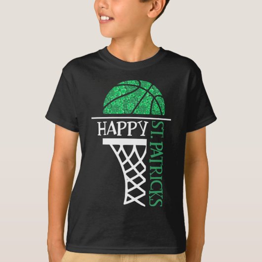 ハッピーSt patricks dayシャムロックバスケットボール選手n Tシャツ (正面)