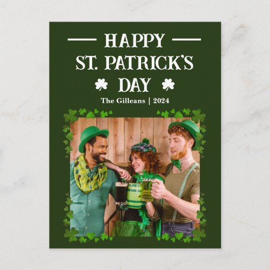 ハッピーSt patricks dayシャムロック家族の写真 シーズンポストカード (正面)