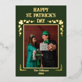 ハッピーSt patricks dayシャムロック家族の写真 箔シーズンカード (正面)