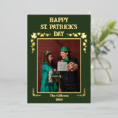 ハッピーSt patricks dayシャムロック家族の写真 箔シーズンカード (立ち正面)