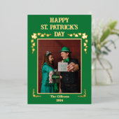 ハッピーSt patricks dayシャムロック家族の写真 箔シーズンカード (立ち正面)