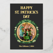 ハッピーSt patricks dayシャムロック家族の写真 箔シーズンカード (正面)