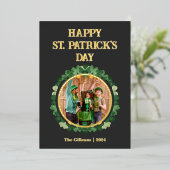 ハッピーSt patricks dayシャムロック家族の写真 箔シーズンカード (立ち正面)