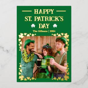 ハッピーSt patricks dayシャムロック家族の写真 箔シーズンカード