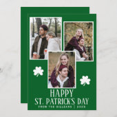 ハッピーSt patricks dayシャムロック家族3枚の写真 シーズンカード (正面/裏面)