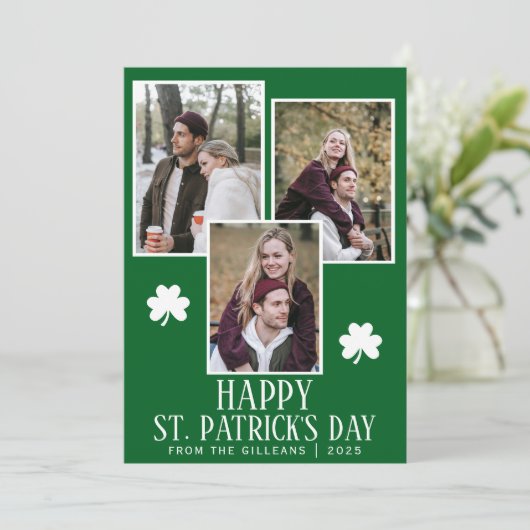 ハッピーSt patricks dayシャムロック家族3枚の写真 シーズンカード (スタンド正面)