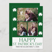 ハッピーSt patricks dayシャムロック家族3枚の写真 シーズンカード (正面/裏面)