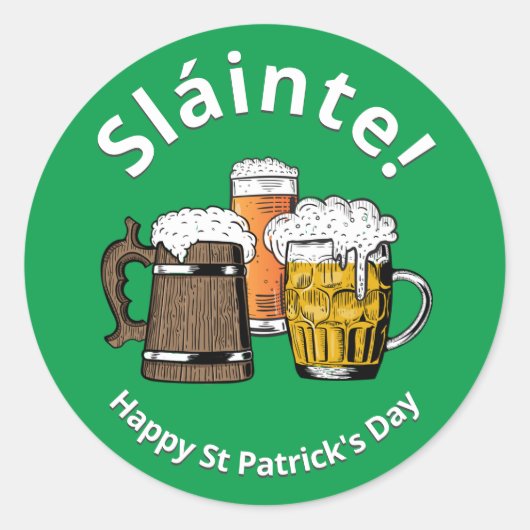 ハッピーSt patricks dayスラインテ緑の漫画のビール ラウンドシール (正面)