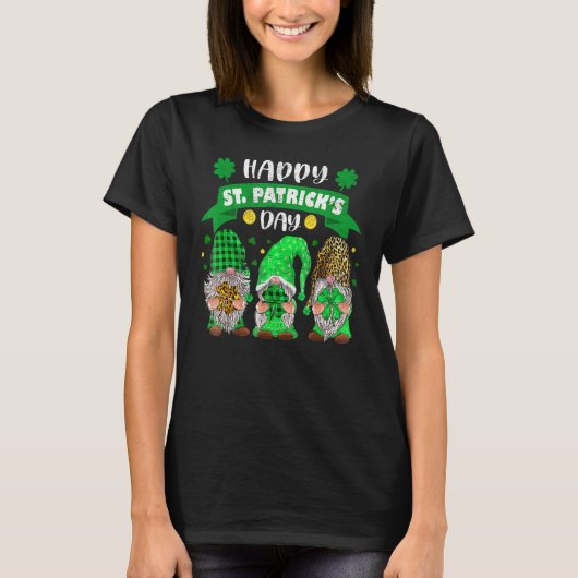 ハッピーSt patricks dayスリー格言シャムロックヒョウ Tシャツ (正面)