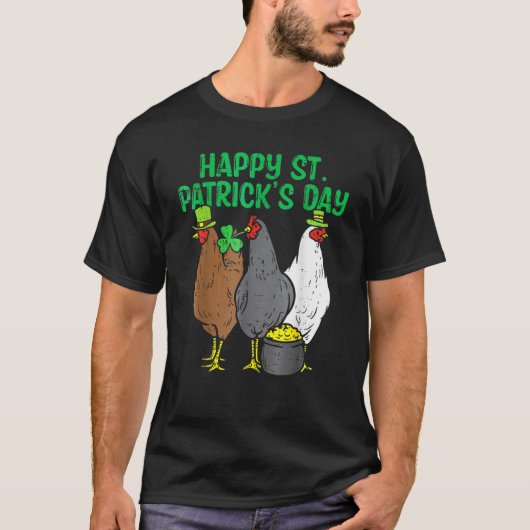 ハッピーSt patricks dayチキンおもしろい農家動物 Tシャツ (正面)