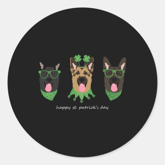 ハッピーSt patricks dayドイツの羊飼い犬かわいい行く ラウンドシール (正面)