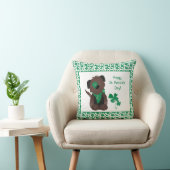 ハッピーSt patricks dayドッグフォーリーフクローバーグリーン クッション (椅子)