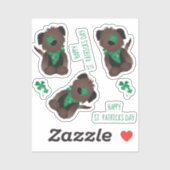ハッピーSt patricks dayドッグフォーリーフクローバーグリーン シール (シート)