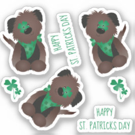 ハッピーSt patricks dayドッグフォーリーフクローバーグリーン シール
