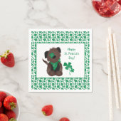 ハッピーSt patricks dayドッグフォーリーフクローバーグリーン スタンダードカクテルナプキン (インサイチュ)
