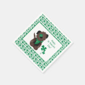 ハッピーSt patricks dayドッグフォーリーフクローバーグリーン スタンダードカクテルナプキン (角)