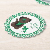 ハッピーSt patricks dayドッグフォーリーフクローバーグリーン ペーパーコースター (アングル)