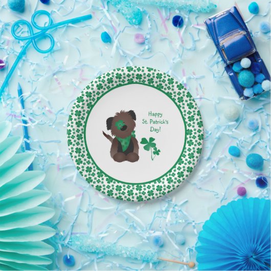 ハッピーSt patricks dayドッグフォーリーフクローバーグリーン ペーパープレート (パーティー)