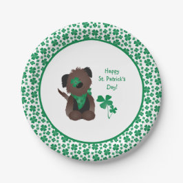 ハッピーSt patricks dayドッグフォーリーフクローバーグリーン ペーパープレート