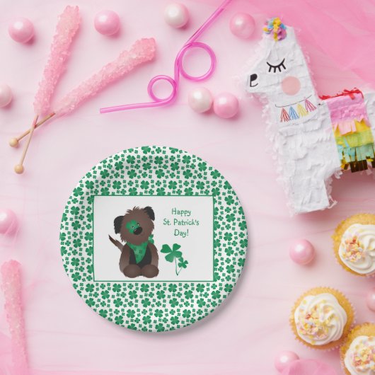 ハッピーSt patricks dayドッグフォーリーフクローバーグリーン ペーパープレート (パーティー)