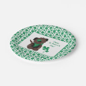 ハッピーSt patricks dayドッグフォーリーフクローバーグリーン ペーパープレート (アングル)