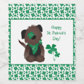 ハッピーSt patricks dayドッグフォーリーフクローバーグリーン ワインラベル (シングルラベル)