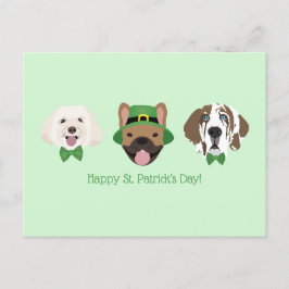 ハッピーSt patricks dayドッグ顔 ポストカード