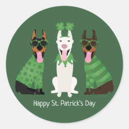 ハッピーSt patricks dayドベルマンドッグス ラウンドシール