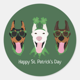 ハッピーSt patricks dayドベルマンドッグス ラウンドシール