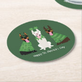 ハッピーSt patricks dayドベルマンドッグス ラウンドペーパーコースター (アングル)