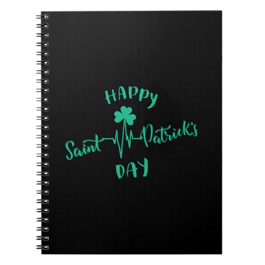 ハッピーSt patricks dayハートビートパルスシャムロック ノートブック (正面)