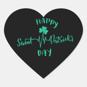 ハッピーSt patricks dayハートビートパルスシャムロック ハートシール