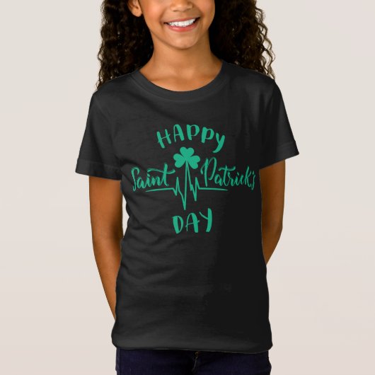 ハッピーSt patricks dayハートビートパルスシャムロック Tシャツ (正面)