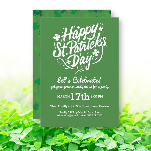 ハッピーSt patricks dayパーティーラッキーシャムロッククローバー 招待状