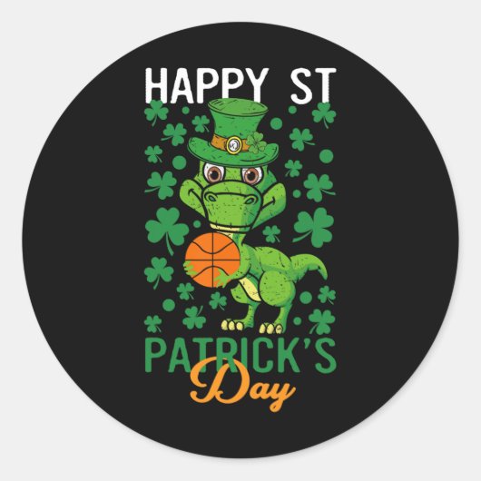 ハッピーSt patricks dayビスケットビレルTレックスデイディノディ ラウンドシール (正面)