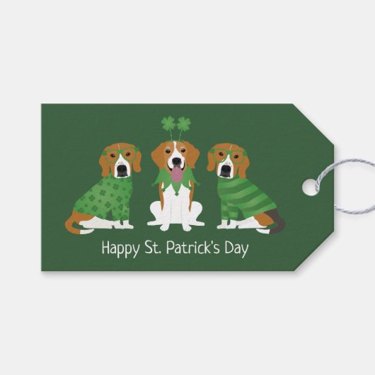 ハッピーSt patricks dayビーグルドッグス ギフトタグ (正面(横))