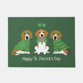 ハッピーSt patricks dayビーグルドッグス ドアマット