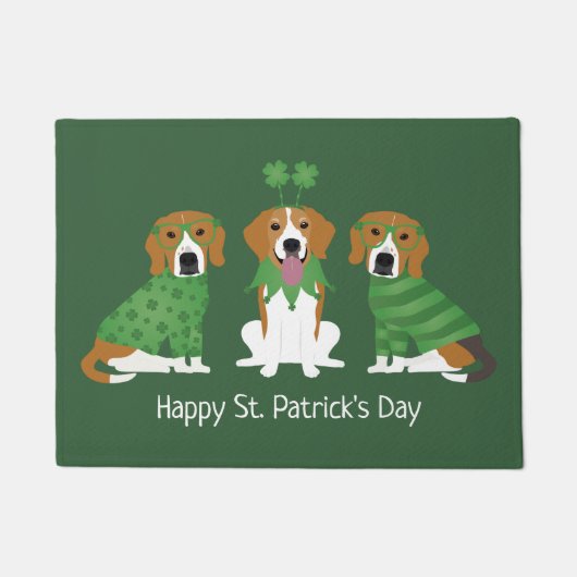 ハッピーSt patricks dayビーグルドッグス ドアマット (正面)