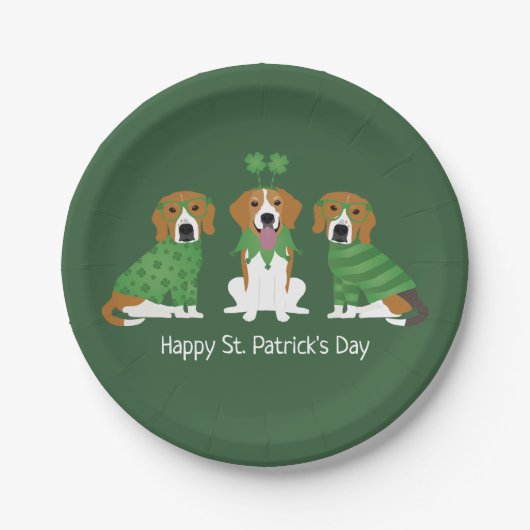 ハッピーSt patricks dayビーグルドッグス ペーパープレート (正面)