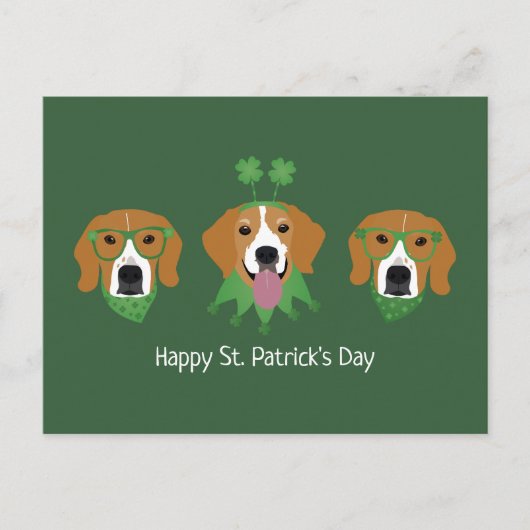 ハッピーSt patricks dayビーグルドッグス ポストカード (正面)