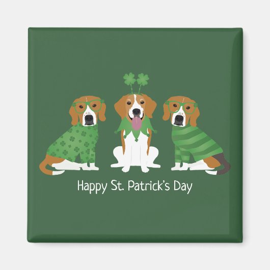 ハッピーSt patricks dayビーグルドッグス マグネット (正面)
