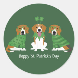 ハッピーSt patricks dayビーグルドッグス ラウンドシール