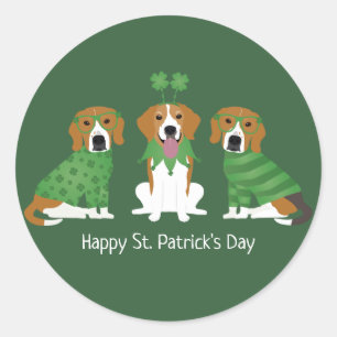 ハッピーSt patricks dayビーグルドッグス ラウンドシール